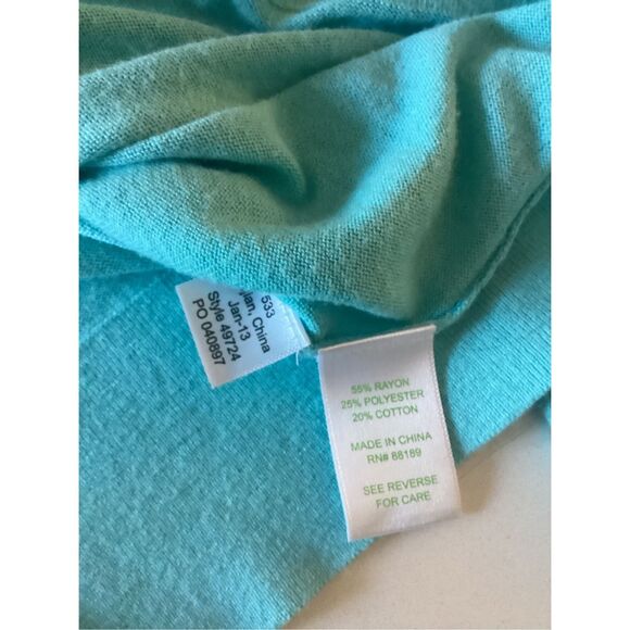 Lilly Pulitzer Open Cardigan Sz L Turquoise Long Sleeve - Picture 3 of 7